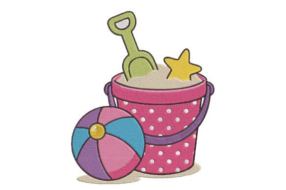 Beach Bucket Embroidery Design