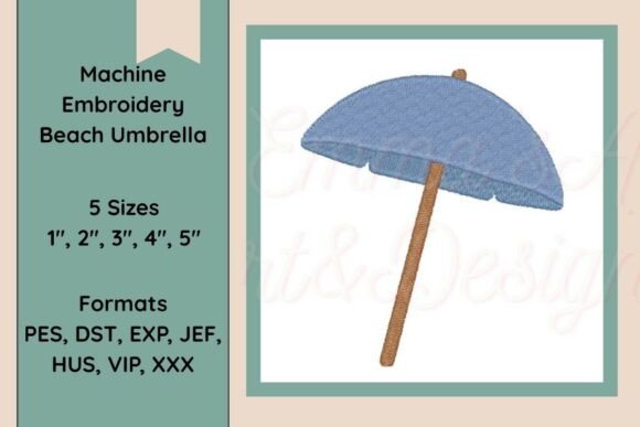 Beach Umbrella Machine Embroidery Design