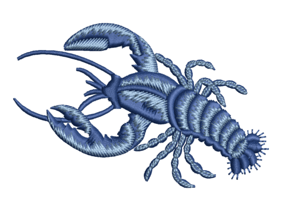 Blue Lobster Embroidery Design
