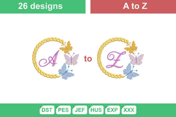 Butterfly Alphabet Embroidery Set