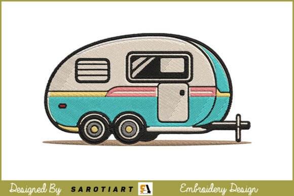 Camping Caravan Embroidery Design