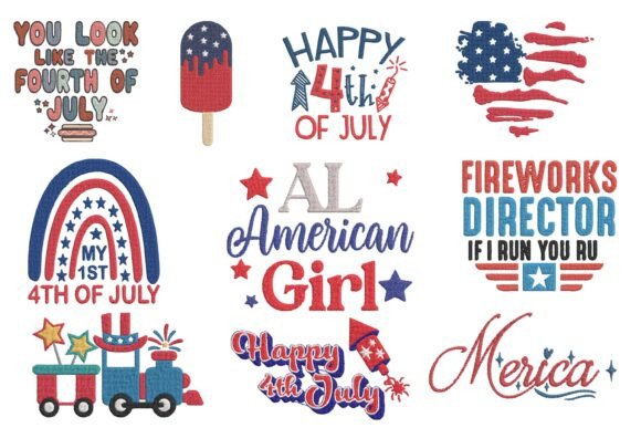 Cute 4th of July Embroidery Design Bundle