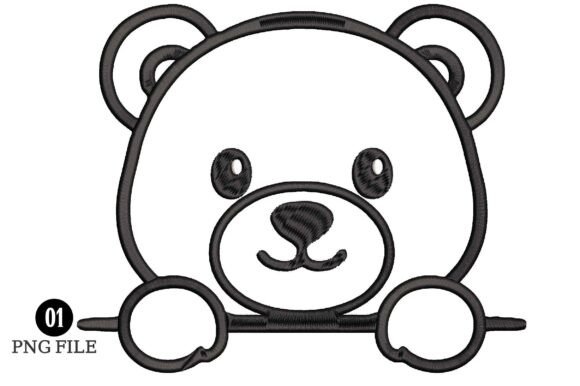 Cute Bear Outline Embroidery Design