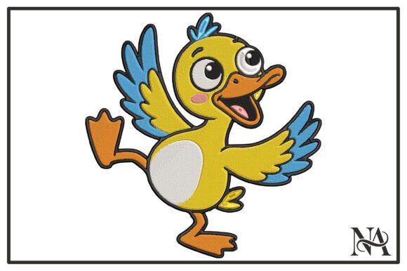 Cute Dancing Duck Embroidery Design