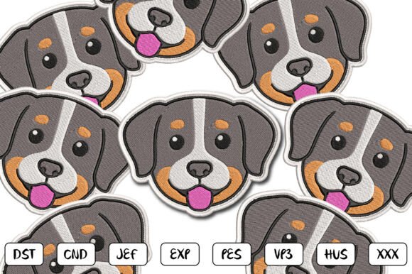 Dog Face Patch Embroidery Design