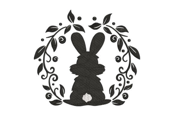 Floral Bunny Silhouette Embroidery
