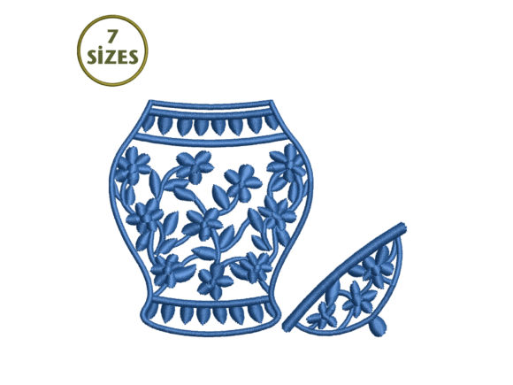 Floral Decorative Vase Embroidery