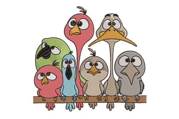 Funny Birds Embroidery Design