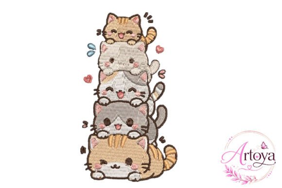 Funny Cats Embroidery Design