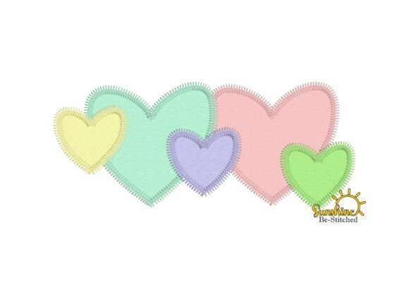 Hearts Applique Embroidery Design