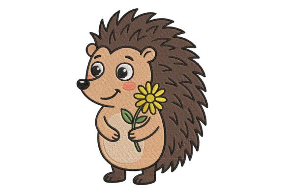 Hedgehog with Flower Embroidery