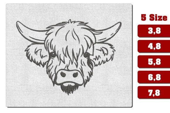 Highland Cow Bandana Machine Embroidery