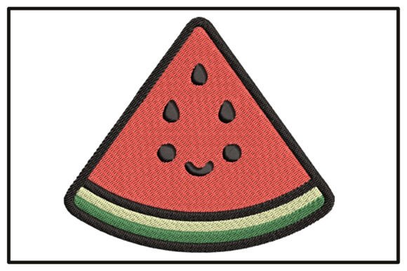 Kawaii Watermelon Slice Embroidery