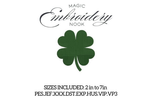 Lucky Girl Four Leaf Clover Embroidery