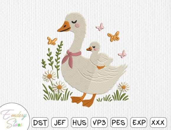 Mama Goose Gosling Embroidery Design