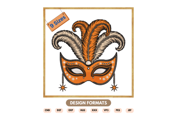 Masquerade Mask Embroidery Design