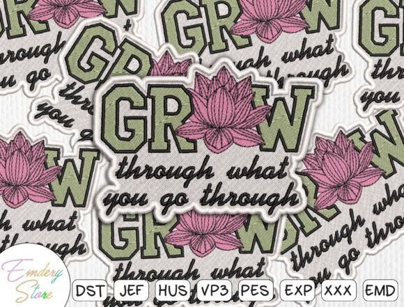 Motivational Floral Patch Embroidery