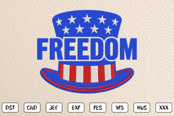 Patriotic Freedom Embroidery Design