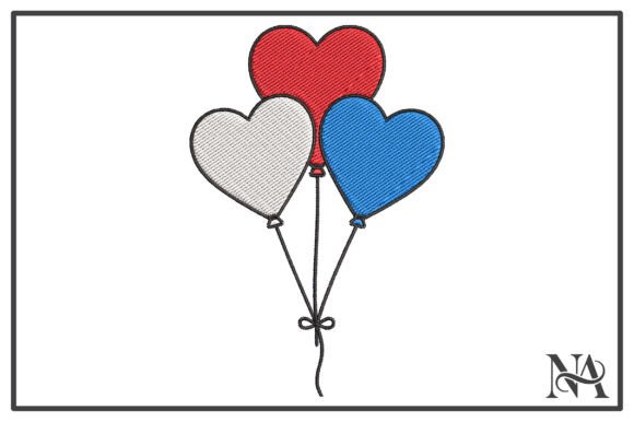 Patriotic Heart Balloons Embroidery