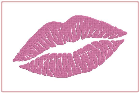 Pink Lips Embroidery Design