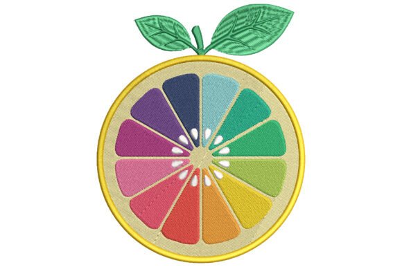 Rainbow Citrus Slice Embroidery Design