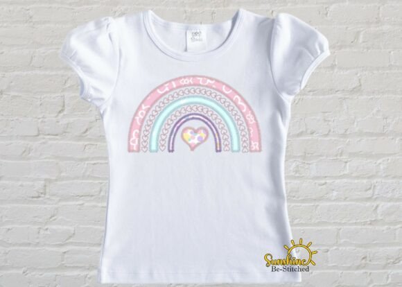 Rainbow Heart Applique Embroidery Design