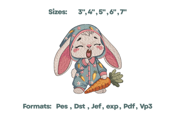 Sleepy Pajama Bunny Embroidery Art