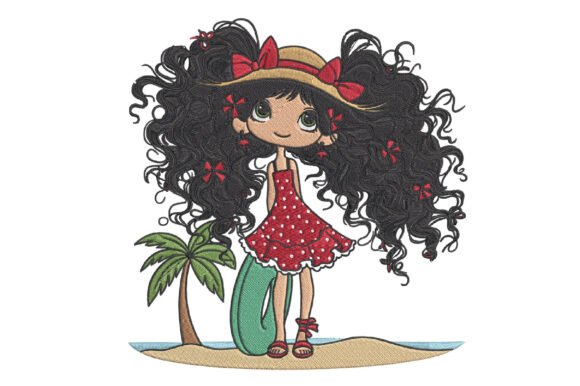 Summer Beach Girl Embroidery